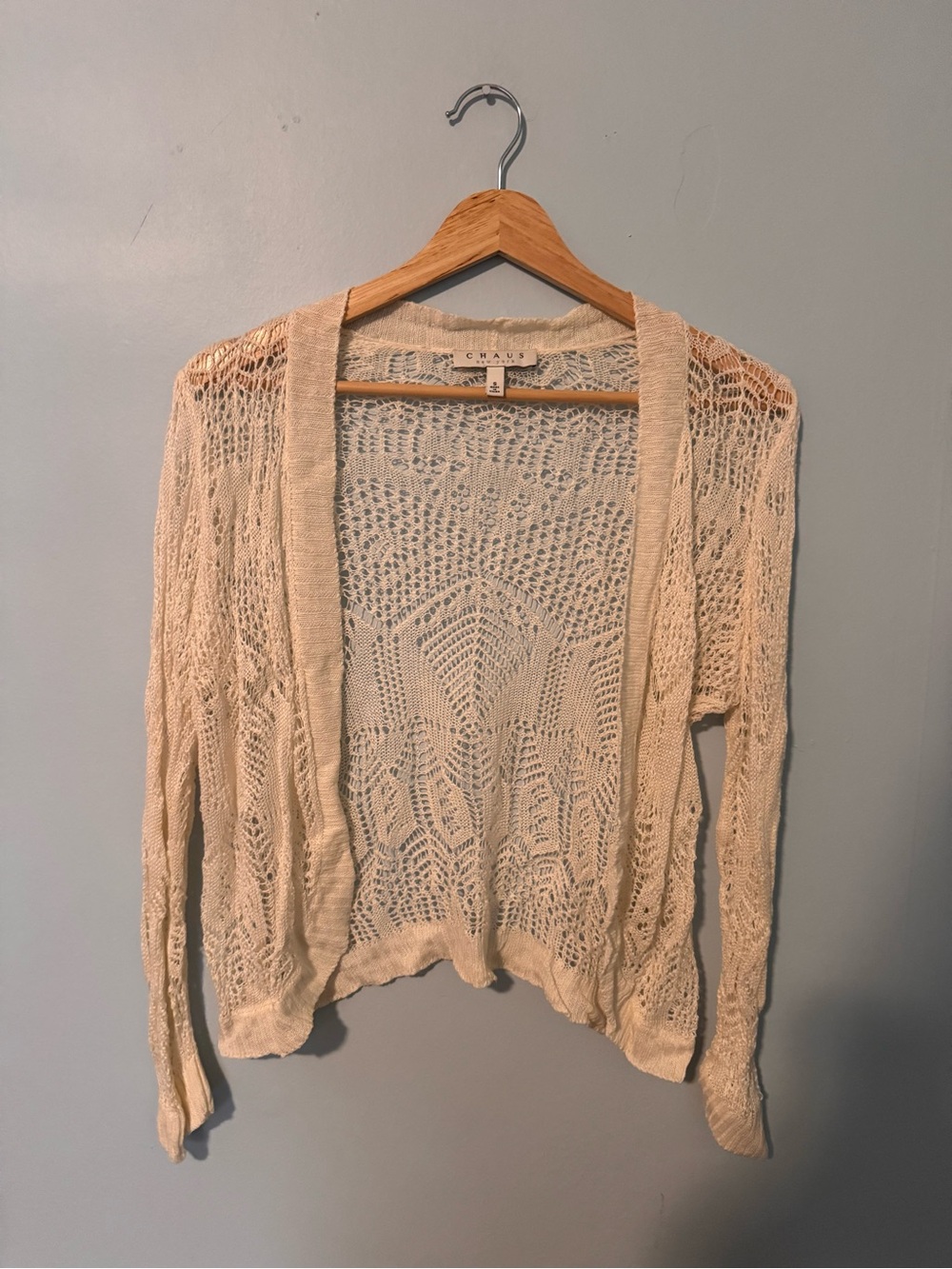 Chaus Open-Knit Cardigan Sweater - Cream